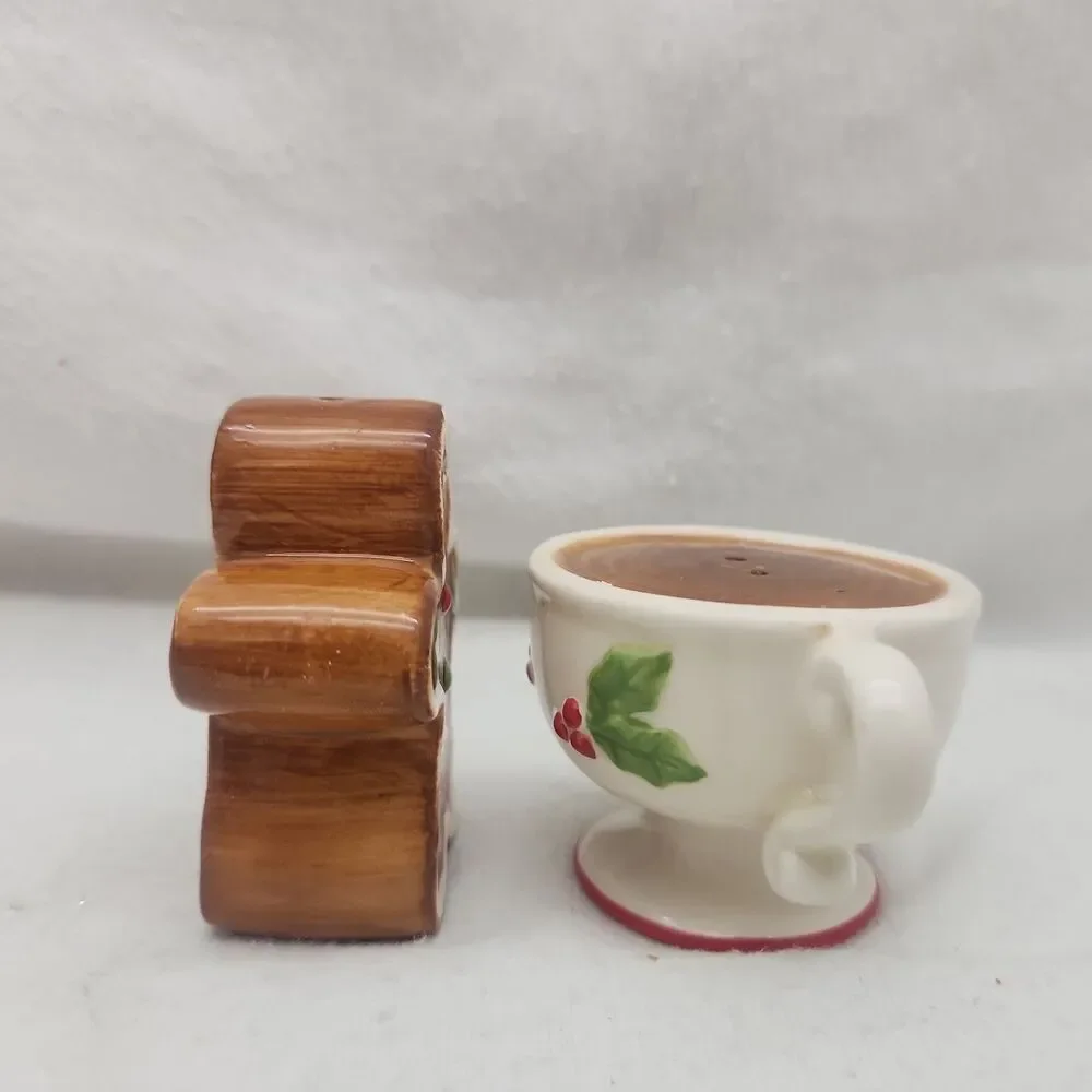 Salt & Pepper Shakers Ceramic CTW Home Collection Gingerbread Man Cup Of Coffee
